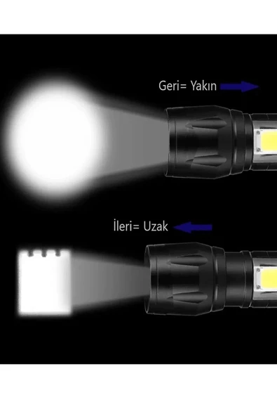 *Usb Şarjlı El Feneri Orjinal Kutusunda Kamp Feneri Avcılık Feneri  5862 - 5