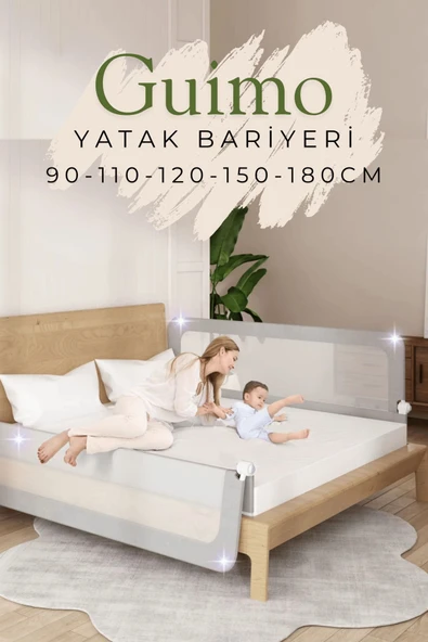 MİNİÇO 150 Cm Bebek Çocuk Güvenlik Yatak Bariyeri Katlanabilir Yatak Korkuluğu Gri - 3