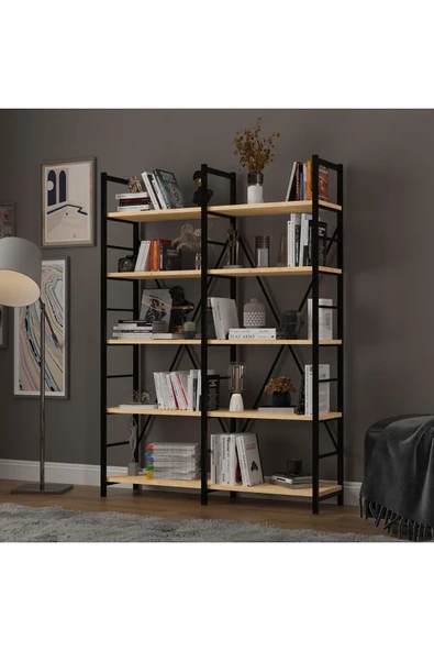 6 RAFLI METAL KİTAPLIK İKİ MODÜL - Resim 10