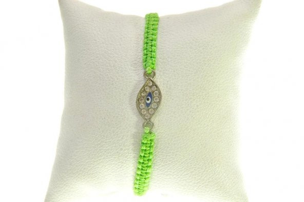Nazar Göz Bİleklik Swarovski Taşlı Yeşil Örgü Bileklik Ayarlanabilir Bileklik - 3