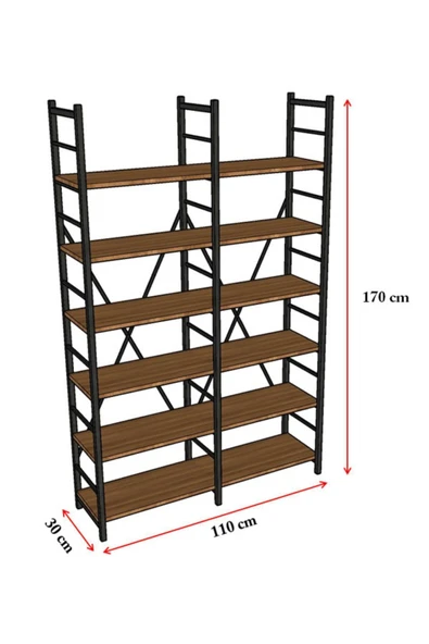 6 RAFLI METAL KİTAPLIK İKİ MODÜL - Resim 5