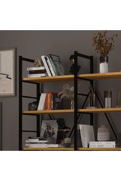 6 RAFLI METAL KİTAPLIK İKİ MODÜL - Resim 4
