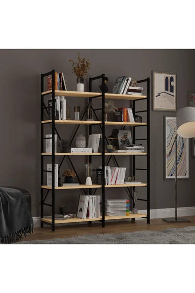 6 RAFLI METAL KİTAPLIK İKİ MODÜL - Resim 11