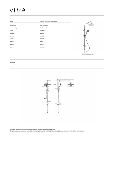 Artema System Rain Ls25 Duş Kolonu Krom A45597 - 3