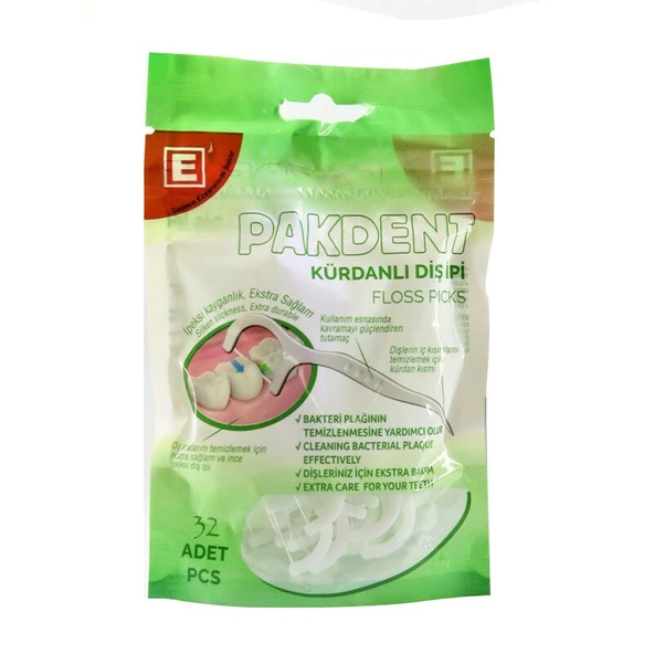Pakdent 32'li Kürdanlı Diş İpi ürün görseli 1