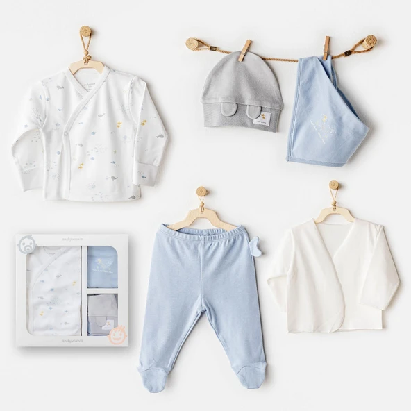 Erkek Bebek Hastane Çikişi 5 Pcs Newborn Set Ocean Is My Happy Place AC25600