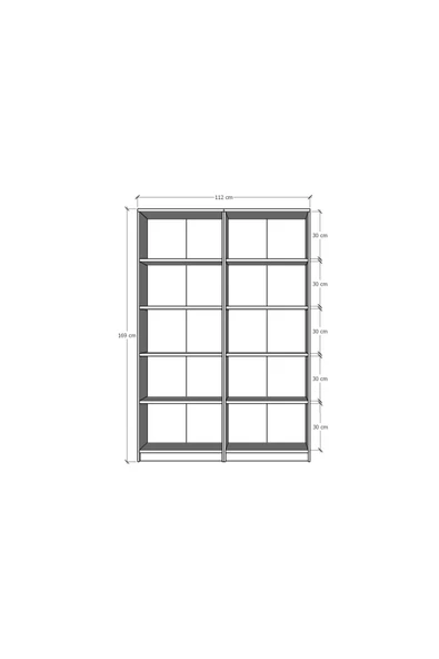 5 Raflı (5 BÖLMELİ) 2 Modüllü Kitaplık Çalışma Odası Ofis Modern Dekoratif Kitaplık - Resim 4