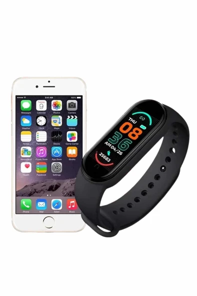 M6 Akıllı Bileklik Siyah Adımsayar Spor Takibi Android ve İOS Uyumlu - Resim 4