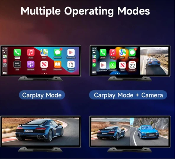 Ottocast 10" Taşınabilir Apple CarPlay & Android Auto, Ön & Arka Kameralı Araç Multimedya - 2