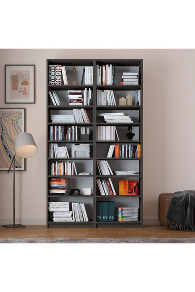 Asra Trend %100 MDFLAM Koyu Gri Kitaplık K-16 - Resim 2