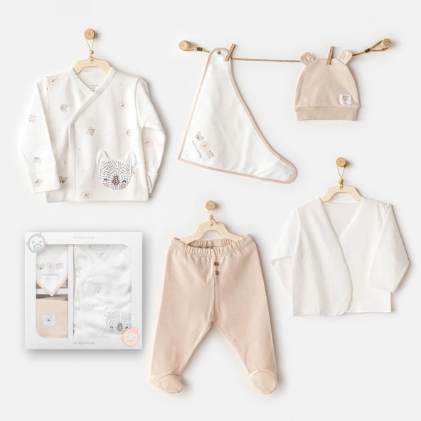 Erkek Bebek Hastane Çıkışı 5 Pcs Newborn Set Happy Animals AC25850