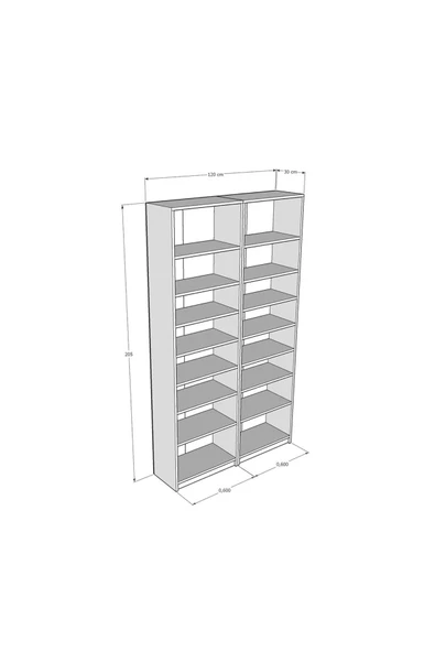 Afrika Ceviz Beyaz Kitaplık K-19 - Resim 4