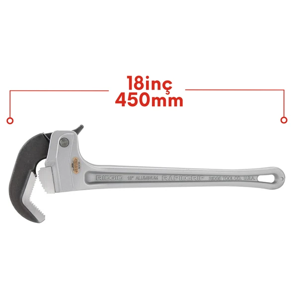 Rıdgıd 12698 2½''/65mm RapidGrip Hızlı Kavrama Alüminyum Boru Anahtarı - Resim 3