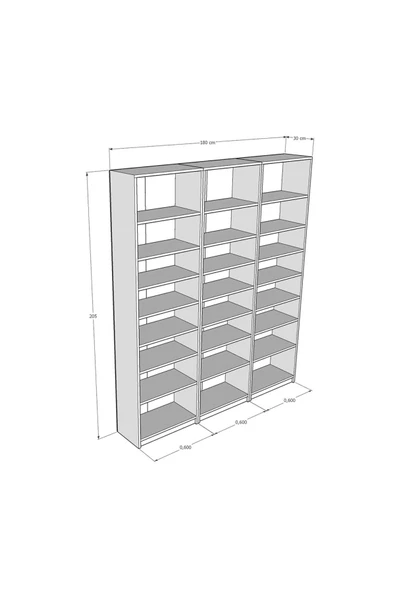 Koyu Gri & Petra Kitaplık K-29 - Resim 4