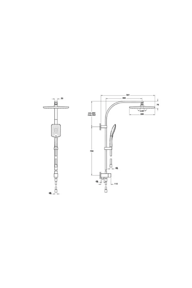 Artema Shine Square A45699 Duş Sistemi, Krom - 2