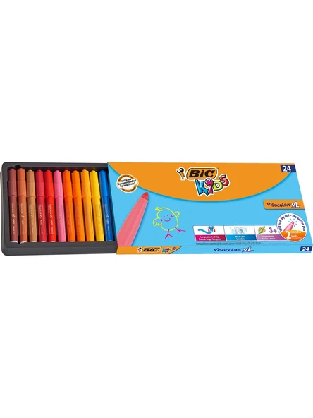 Bic Kids Visa Color XL Yıkanabilir Keçeli Boya Kalemi 24 Renk 3419