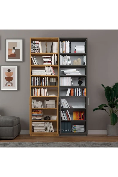 Petra Koyu Gri Kapaklı Kitaplık K-48 - Resim 2