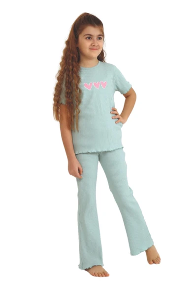 Kız Çocuk Love Baskılı Bisiklet Yaka 2/9 Yaş Takımı