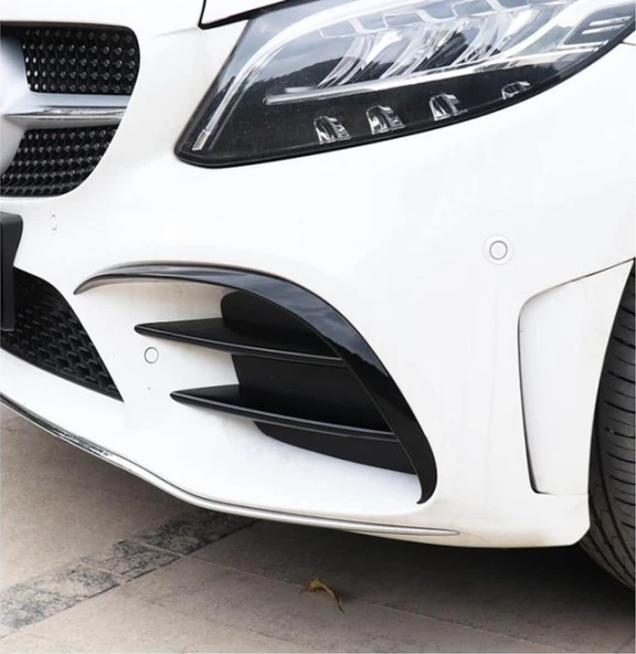 Mercedes  W205  İçin Uyumlu Ön Tampon Sis Kaş Piano Black (2015-2018)