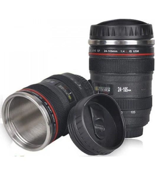 Çelik Kahve Çay Termosu Objektif Görünümlü Lens Mug Kullanışlı Sıcak Soğuk Termos Kupa Bardak Mug - 3