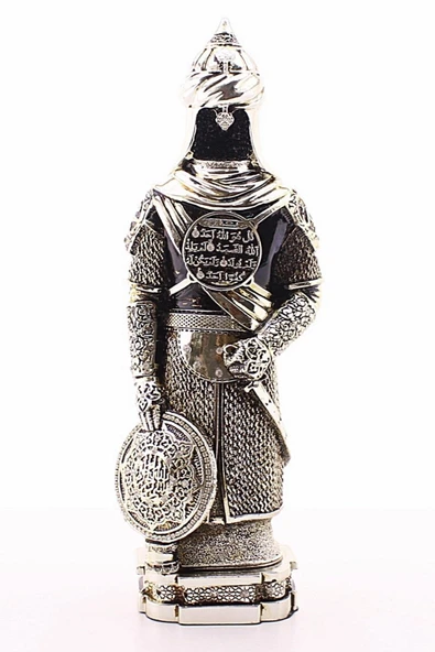 Polyester Üzerine Metal Kaplama Biblo Zırhlı Cevşen Ayetli Asker Gümüş Biblo 3 Boyut Büyük Boy 32 Cm - 2