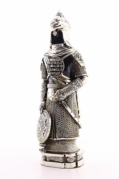 Polyester Üzerine Metal Kaplama Biblo Zırhlı Cevşen Ayetli Asker Gümüş Biblo 3 Boyut Büyük Boy 32 Cm - 4