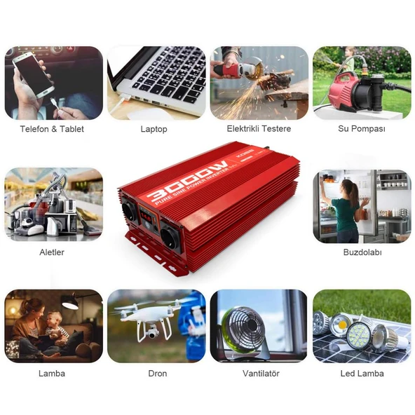 KOBB KBN3000 12V/220V 3000Watt Tam Sinüs Dönüştürücü İnvertör - 3