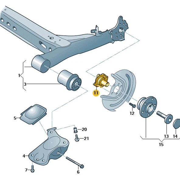 Audi A3 S.back 2013-2016 Arka Dingil Bilya Taşıyıcı Aks Ucu 5Q0501117A - 2
