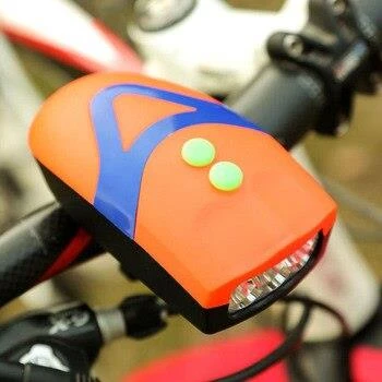 Bisiklet Ön Farı Kornalı Bisiklet Ön Lamba Pilli (Piller Dahil) Turuncu Renkli - 4