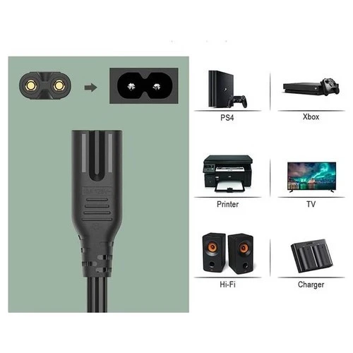 HP DESKJET 2710 UYUMLU YAZICI PRİNTER ELEKTRİK GÜÇ POWER FİŞ PRİZ YAZICI KABLOSU 1.5 Metre Teyp 220 Volt Power Güç Kablosu (2 PİN Teyp Fişi Çift Oluklu ) - 3