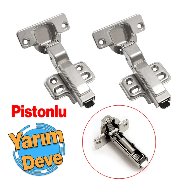 Yarım Deve Frenli Pistonlu Dolap Mobilya Kapak Menteşesi Yavaşlatıcı Tas Menteşe 1 Çift