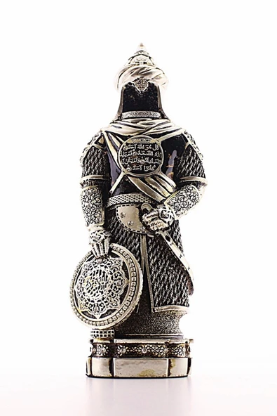 Zırhlı Cevşen Ayetli Asker Gümüş Biblo 3 Boyutlu Polyester Üzerine Metal Kaplama Biblo KüçükBoy 24Cm - 2