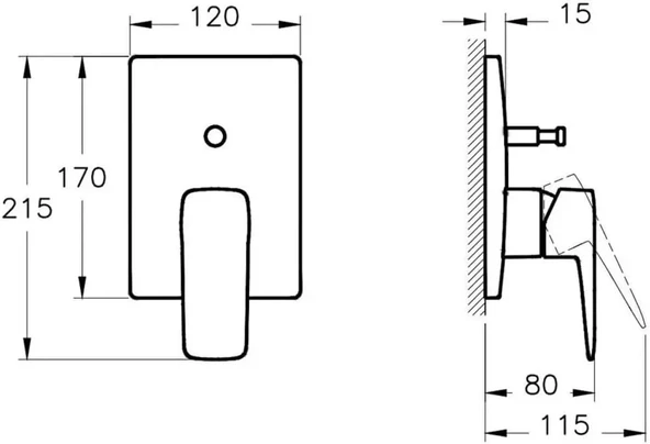Artema Root Square A42752 Ankastre Banyo Bataryası, Sıva Üstü, Krom - 2