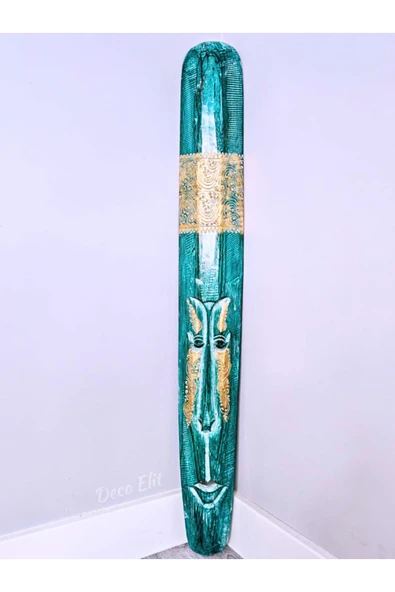 Aborjin Yerliler Antik Maske Tip 4 Adet Mega Boy Mask Totem Duvar Objesi Mindi Ağacı El Oyması 100CM - 5