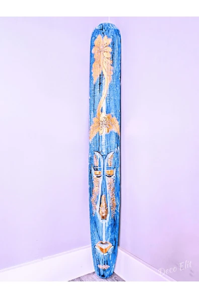 Aborjin Yerliler Antik Maske Tip 4 Adet Mega Boy Mask Totem Duvar Objesi Mindi Ağacı El Oyması 100CM - 7