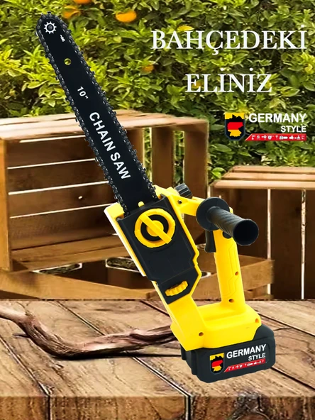Germany Style Pro Kömürsüz Motor Otomatik Yağlamalı 25 cm Palalı Şarjlı Dal Budama Testeresi - 2