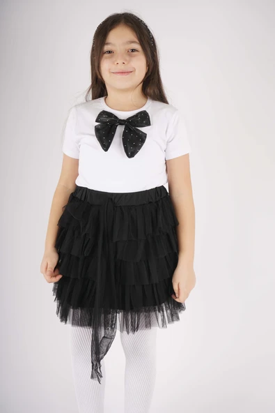 23 NİSAN 29 EKİM KONSEPT FİYONK DETAYLI TÜL DETAYLI KAT KAT TÜTÜ ETEKLİ TAKIM - Resim 5