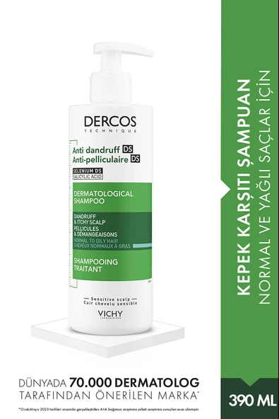 Vichy Dercos Kepek Karşıtı Şampuan -Normal-Yağlı saçlar- 390ml