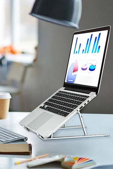 Ayarlanabilir 1.Sınıf Paslanmaz Aleminyum Alışım Telefon Notebook Laptop Macbook Yükseltici Stand - 6