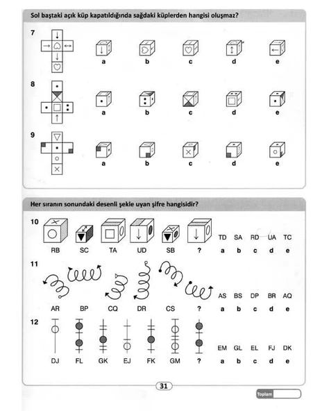 11-12 Yaş Bilişsel ve Düşünsel Beceriler 10 Dakikalık Testler Dikkat ve Zeka Akademisi - Resim 2