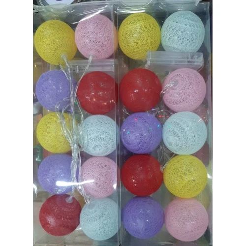 2m 10'lu Işıklı Renkli Top Dekoratif Süs Pilli ürün görseli 1