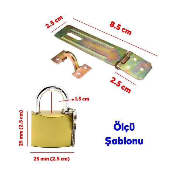 Sandık Kutu Askısı Menteşeli Kilit 25 Lik Aparatı Tosba Kilit 25 mm Asma Kilit 2'li Set - 2