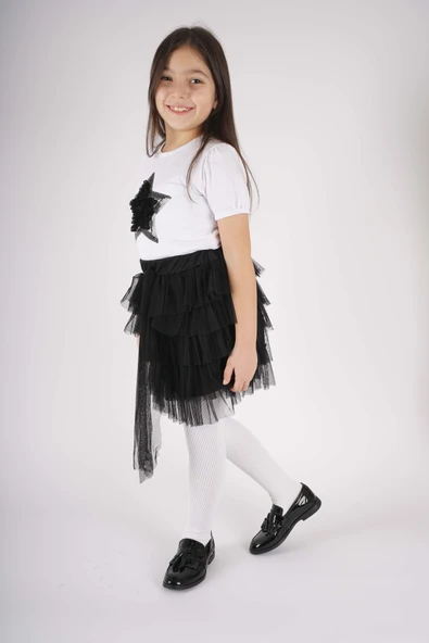 23 NİSAN 29 EKİM KONSEPT YILDIZ DETAYLI TÜL DETAYLI KAT KAT TÜTÜ ETEKLİ TAKIM - Resim 10