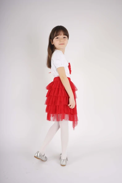 23 NİSAN 29 EKİM KONSEPT YILDIZ DETAYLI TÜL DETAYLI KAT KAT TÜTÜ ETEKLİ TAKIM - Resim 16