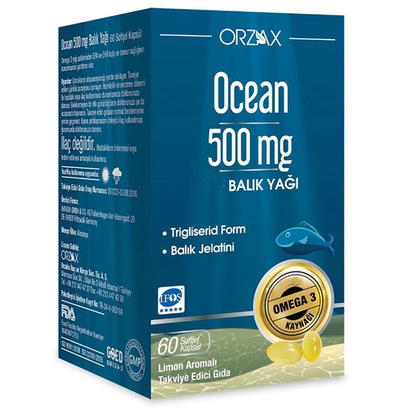 Orzax Ocean Balık Yağı 500mg 60 Kapsül