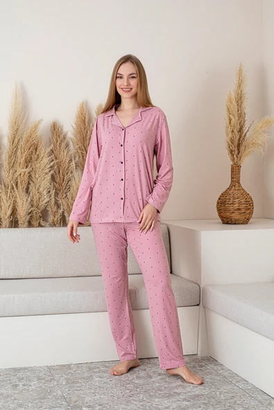 Nisanca Uzun Kollu Milan Gömlek Pijama Takımı- Soft Seri - 11