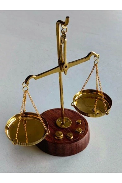 El Terazisi Antika Koleksiyon 10 gr Pirinç Ağırlık Antika Koleksiyon Nostaljik Retro Ahşap Kuyumcu - 7