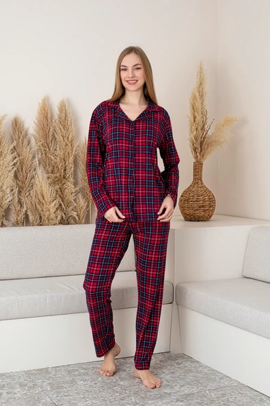 Nisanca Uzun Kollu Milan Gömlek Pijama Takımı- Soft Seri - 9