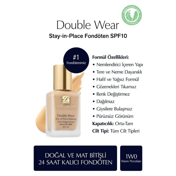 Estee Lauder Double Wear Sıp Fondöten SPF10 1W0 Warm Porcelain 30ml - 2
