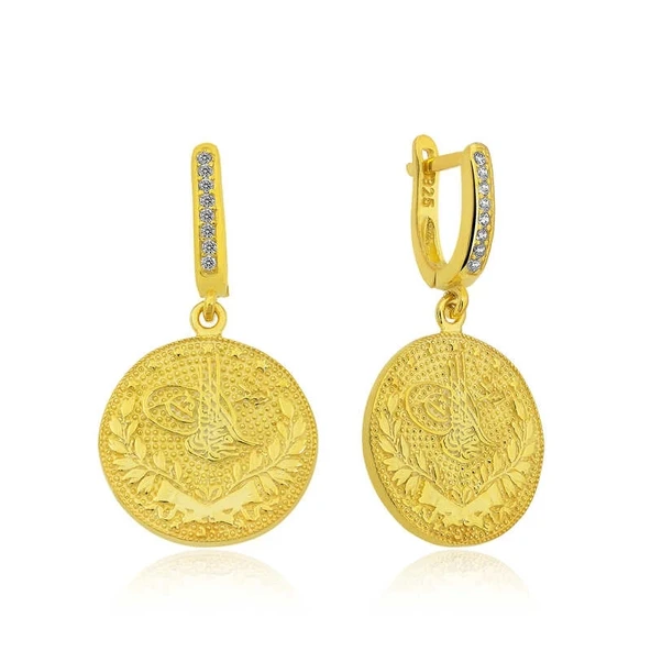 Gümüş Reşat Detaylı Mengeçli Küpe ürün görseli